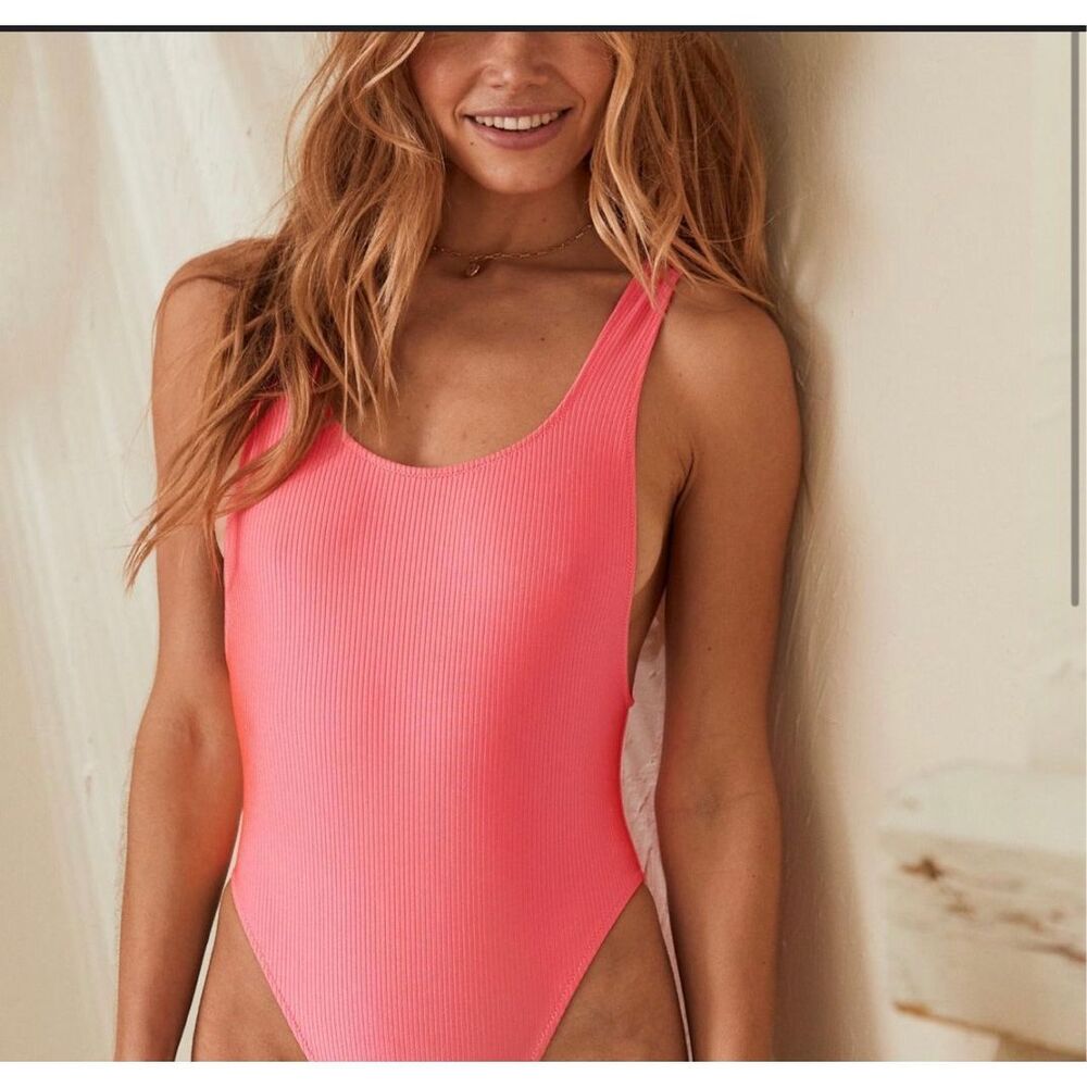 Aerie Shimmery Crinkle Birthday Scoop Cheekiest One Piece Swimsuit small